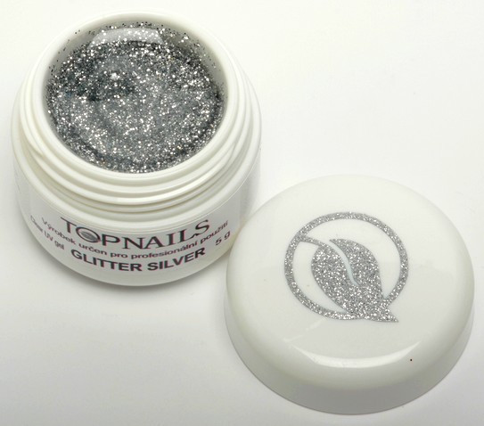 Topnails UV Gel barevný Glitter 5g Silver