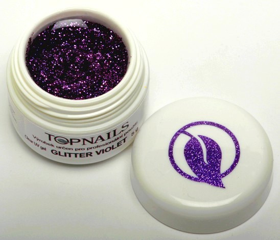 Topnails UV Gel barevný Glitter 5g Violet