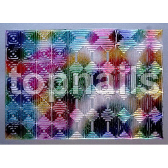 Obtisky Topnails Multicolor čtverce-obdelníky stříbrý podklad